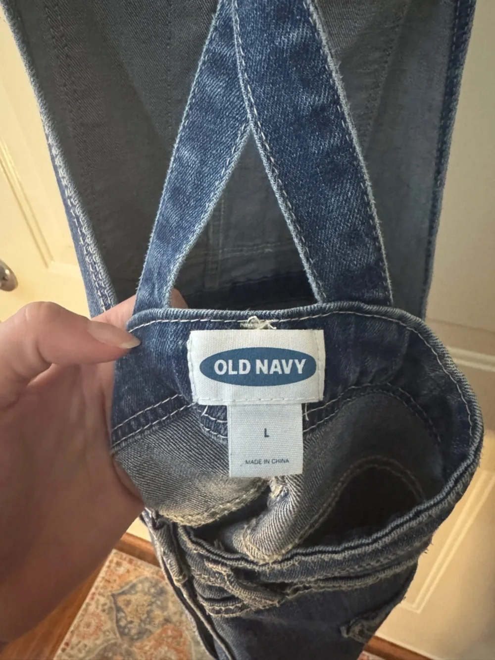 Old Navy Women’s Blue Denim Short Overalls - Size L - Picture 2 of 3